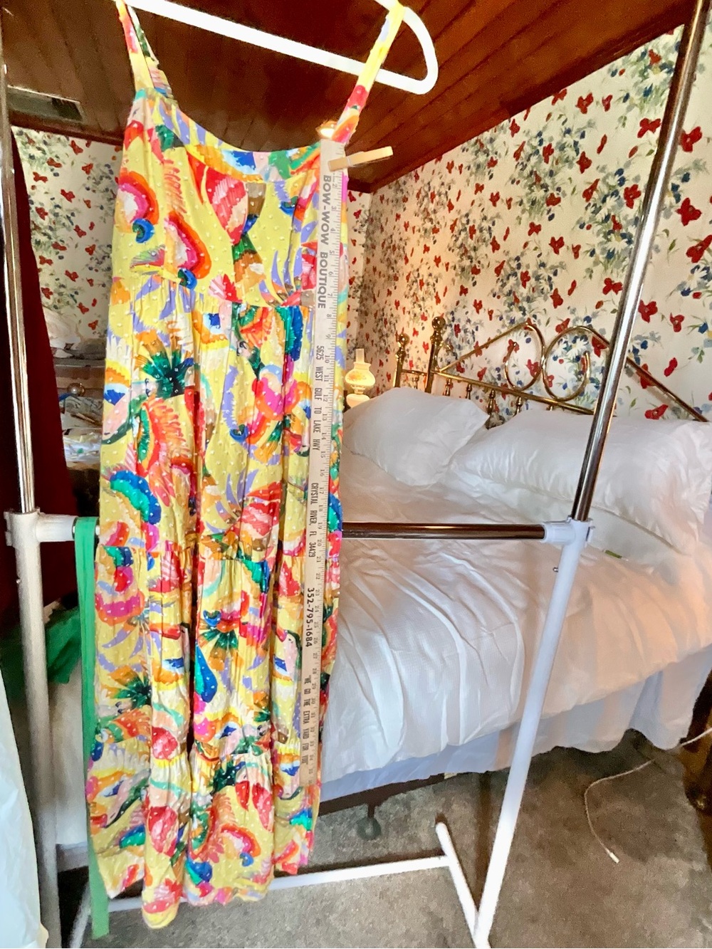 farm rio anthropologie yellow abstract print tiered maxi dress size small euc